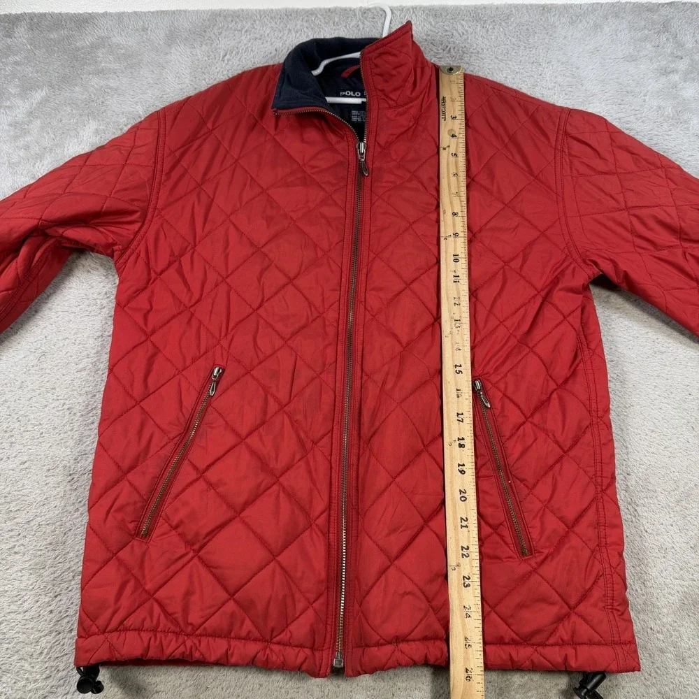 Polo Sport Ralph Lauren Jacket Mens Small Red Quilted Fleece Full Zip Puffer